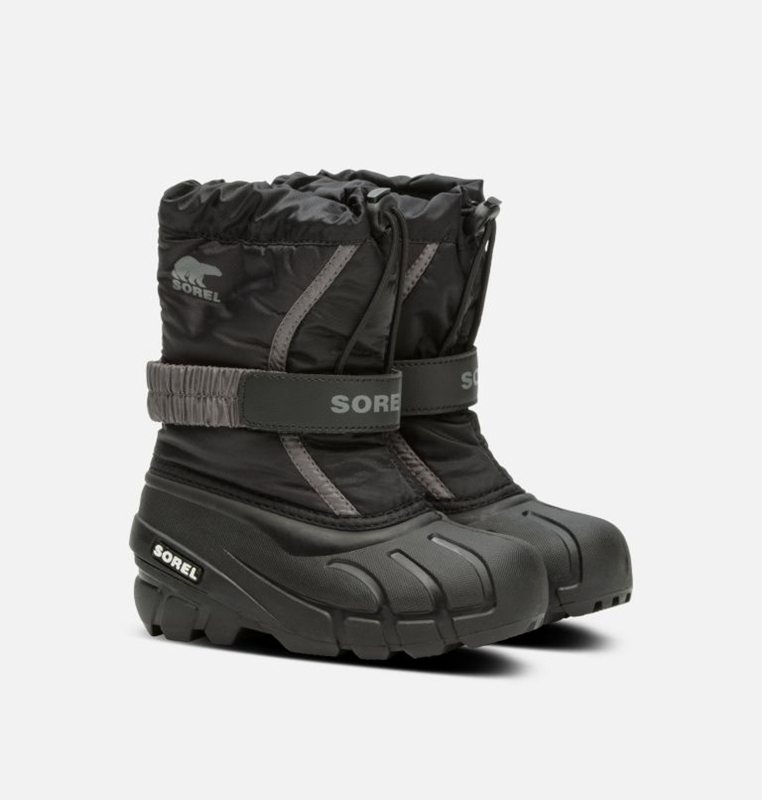 Kids Snow Boots Black/Grey - Sorel Childrens Flurry™ - 387469-FOR